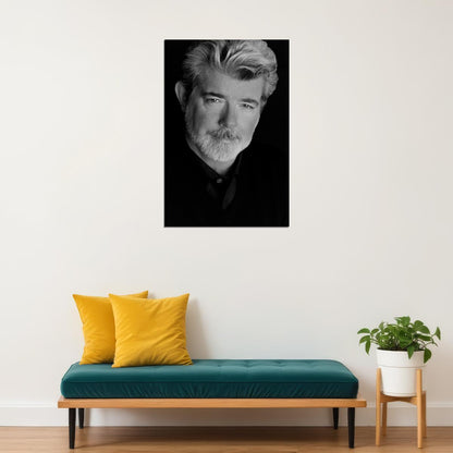 George Lucas Black and White Portrait Legendary Filmmaker Modern Hollywood Icon Wall Art Print