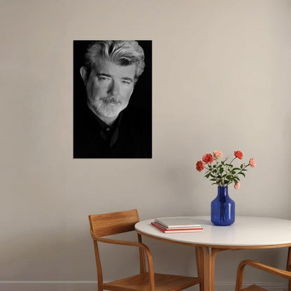 George Lucas Black and White Portrait Legendary Filmmaker Modern Hollywood Icon Wall Art Print