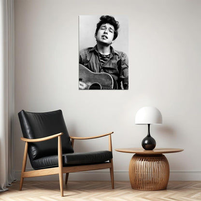 Bob Dylan Black And White Portrait Poster Folk Rock Icon Photo Print