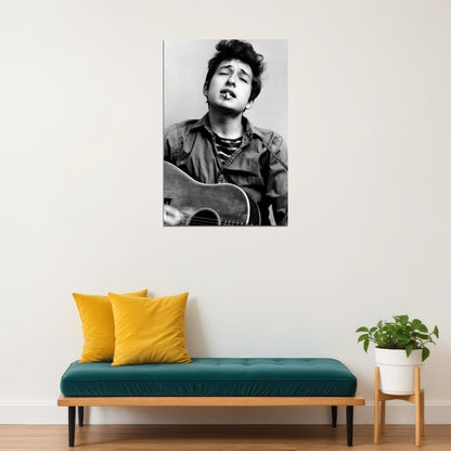 Bob Dylan Black And White Portrait Poster Folk Rock Icon Photo Print