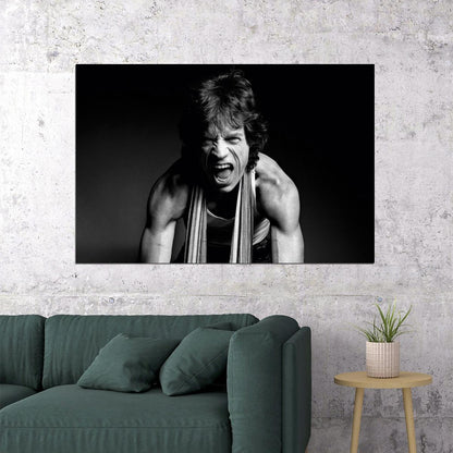 Mick Jagger Black And White Portrait Poster Iconic Music Artist Photo Print