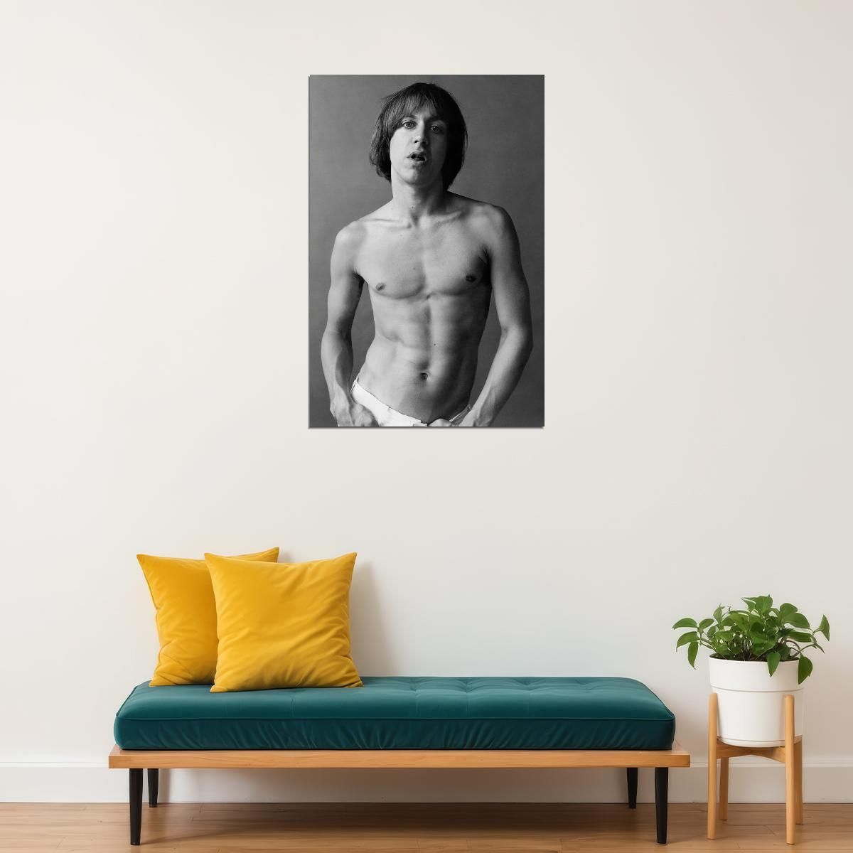 Iggy Pop Classic Portrait Poster Rock Icon 1970s Wall Art Photo Print