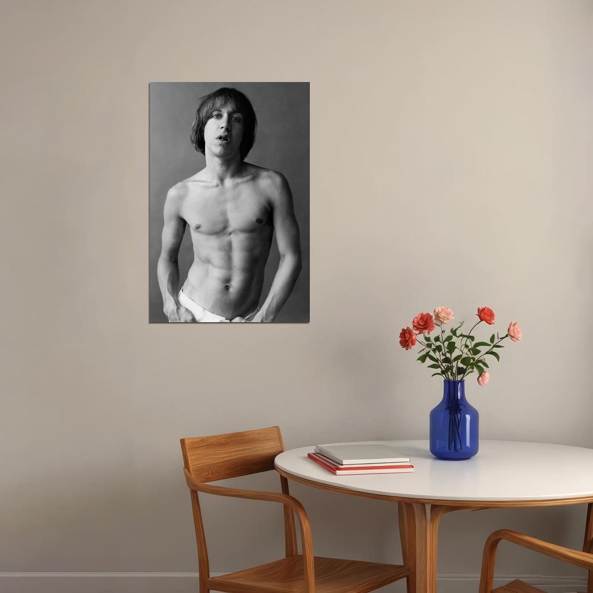 Iggy Pop Classic Portrait Poster Rock Icon 1970s Wall Art Photo Print