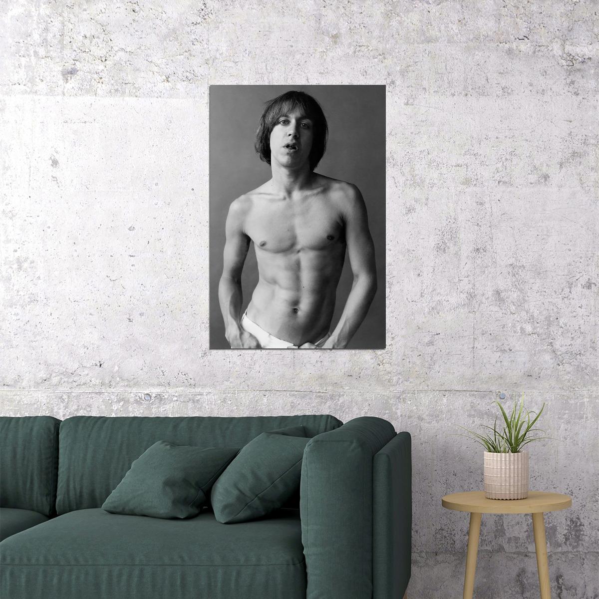 Iggy Pop Classic Portrait Poster Rock Icon 1970s Wall Art Photo Print