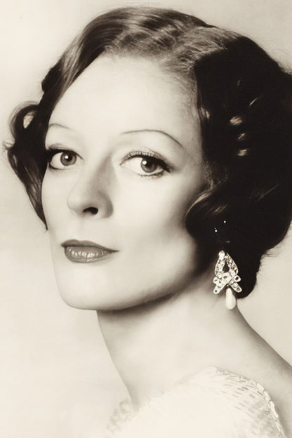 Maggie Smith Black And White Classic Portrait Poster 1960s Vintage Hollywood Icon Wall Art Print