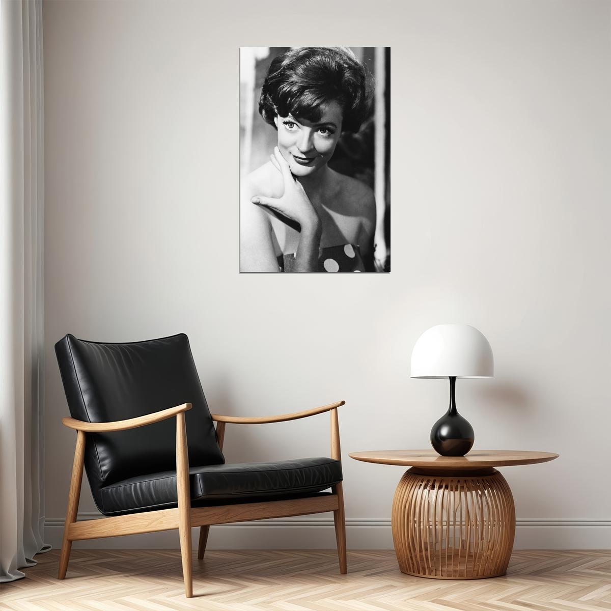 Maggie Smith Black And White Portrait Poster Timeless 1960s Hollywood Actress Wall Art Print