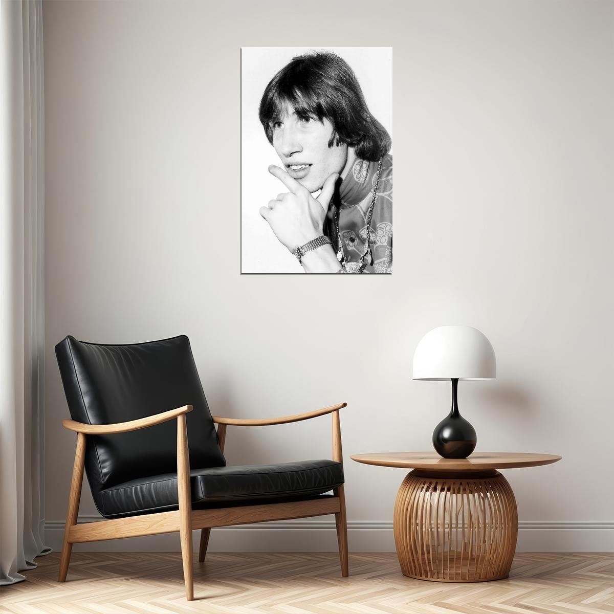 Roger Waters Young Black And White Poster Legendary Bassist Photo Print 1970s Vintage Music Icon Wall Art Old Hollywood Aesthetic Wall Decor