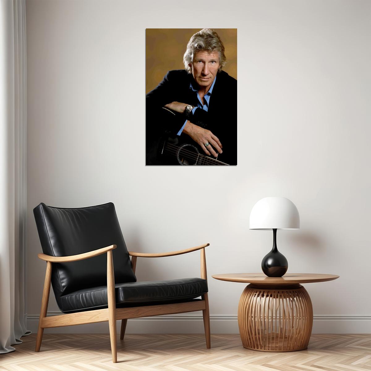 Roger Waters Modern Portrait Poster Rock Music Legendary Icon Wall Art Print Old Hollywood Aesthetic Wall Decor