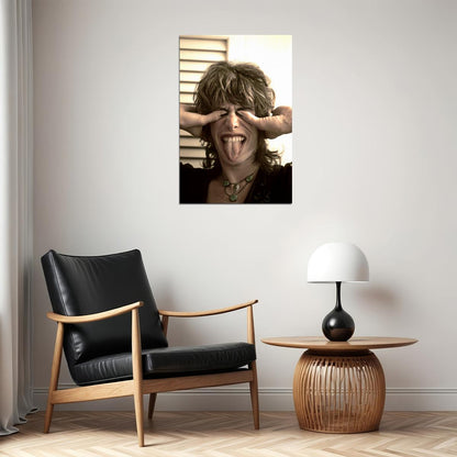 Steven Tyler Funny Poster Aerosmith Lead Vocalist Print Playful Iconic Rock Star Classic Music Portrait Wall Art Old Hollywood Aesthetic Wall Decor