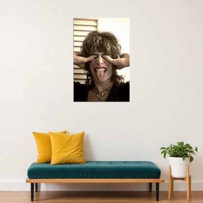 Steven Tyler Funny Poster Aerosmith Lead Vocalist Print Playful Iconic Rock Star Classic Music Portrait Wall Art Old Hollywood Aesthetic Wall Decor