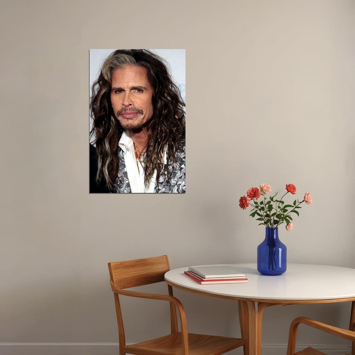 Steven Tyler Modern Portrait Poster Legendary Aerosmith Frontman Rock Music Icon Wall Art Print Old Hollywood Aesthetic Wall Decor