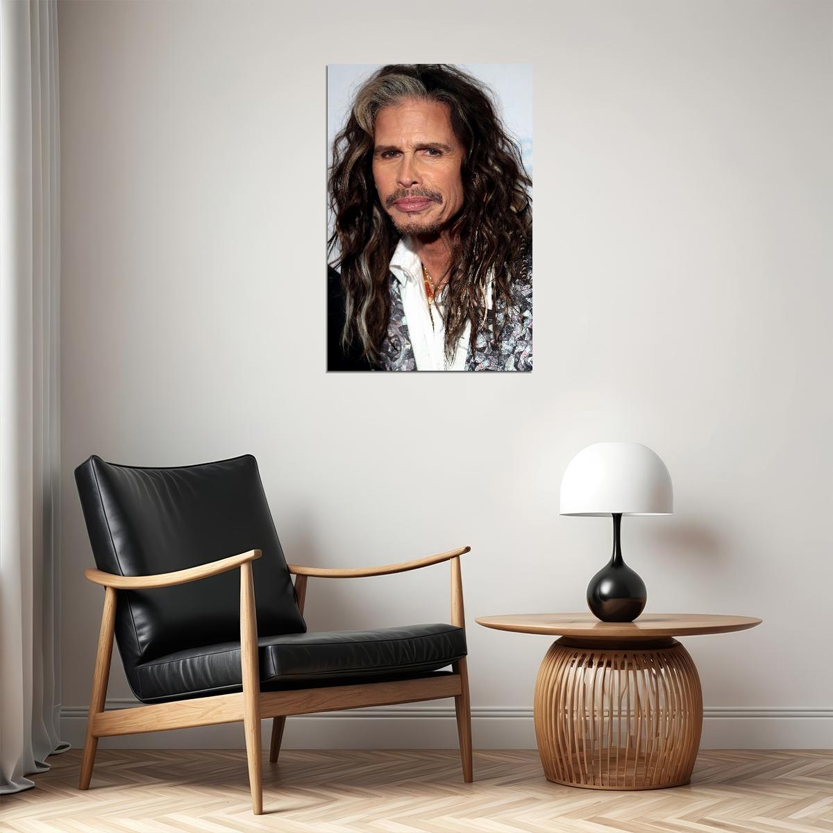 Steven Tyler Modern Portrait Poster Legendary Aerosmith Frontman Rock Music Icon Wall Art Print Old Hollywood Aesthetic Wall Decor