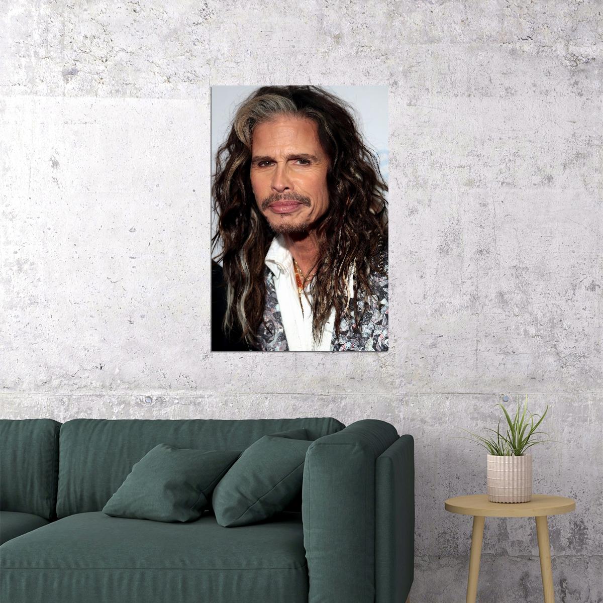 Steven Tyler Modern Portrait Poster Legendary Aerosmith Frontman Rock Music Icon Wall Art Print Old Hollywood Aesthetic Wall Decor