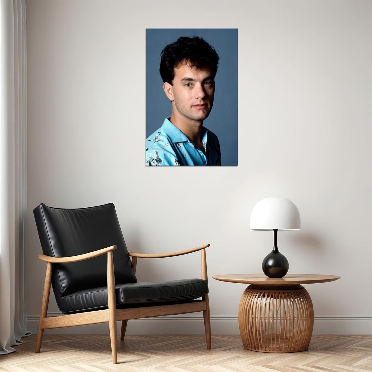 Tom Hanks Young Portrait Poster 1980s Hollywood Star Early Career Classic Actor Wall Art Print Old Hollywood Aesthetic Wall Decor