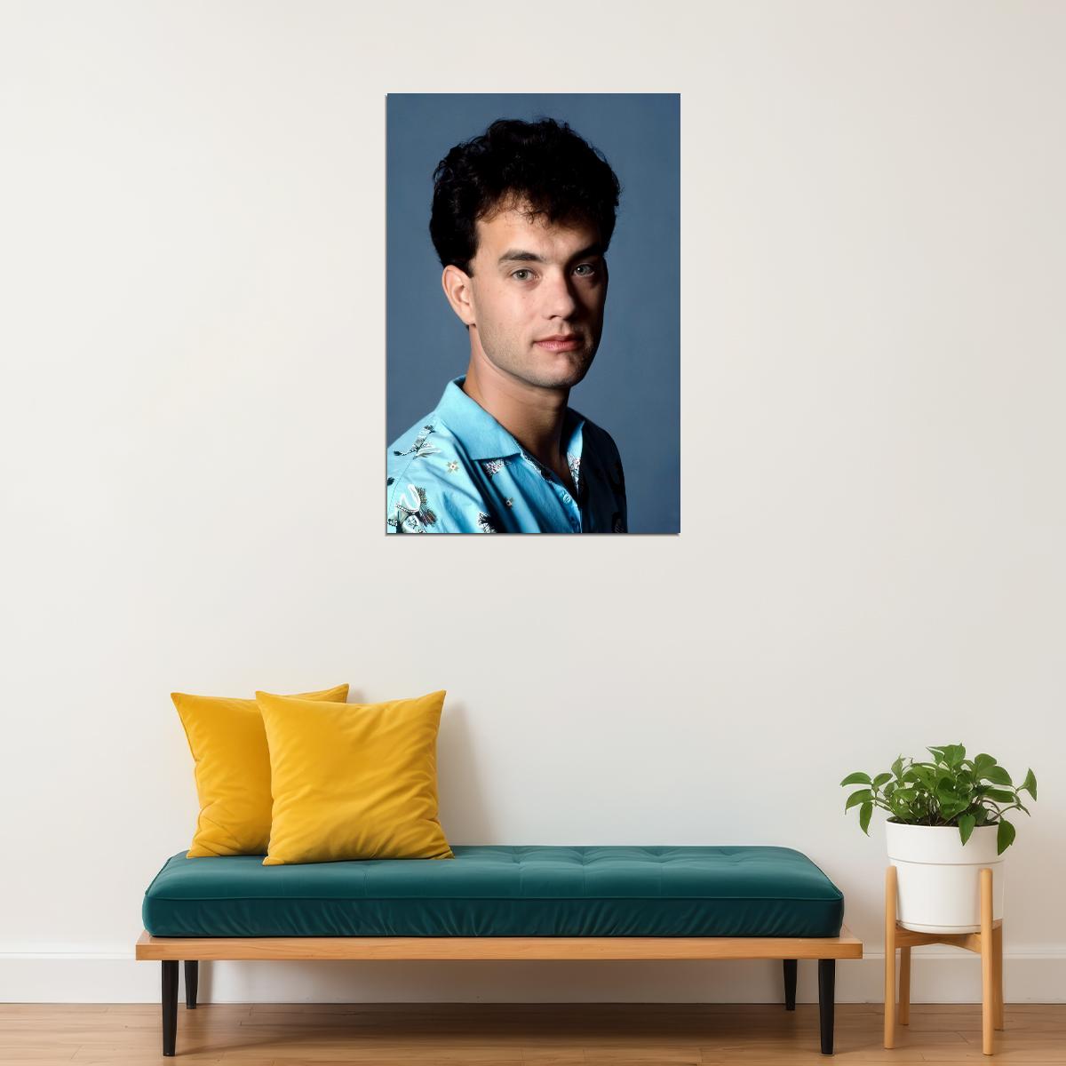 Tom Hanks Young Portrait Poster 1980s Hollywood Star Early Career Classic Actor Wall Art Print Old Hollywood Aesthetic Wall Decor