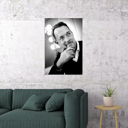 Tom Hanks Black And White Modern Portrait Poster Hollywood Icon Recent Photo Legendary Actor Wall Art Print Old Hollywood Aesthetic Wall Decor