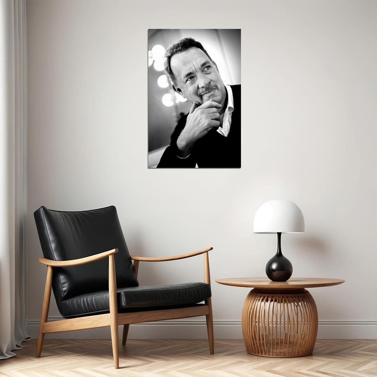 Tom Hanks Black And White Modern Portrait Poster Hollywood Icon Recent Photo Legendary Actor Wall Art Print Old Hollywood Aesthetic Wall Decor