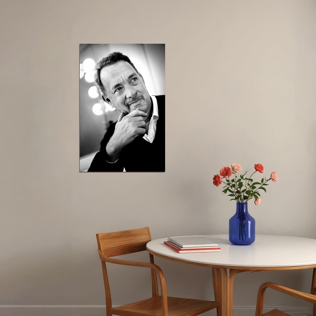 Tom Hanks Black And White Modern Portrait Poster Hollywood Icon Recent Photo Legendary Actor Wall Art Print Old Hollywood Aesthetic Wall Decor