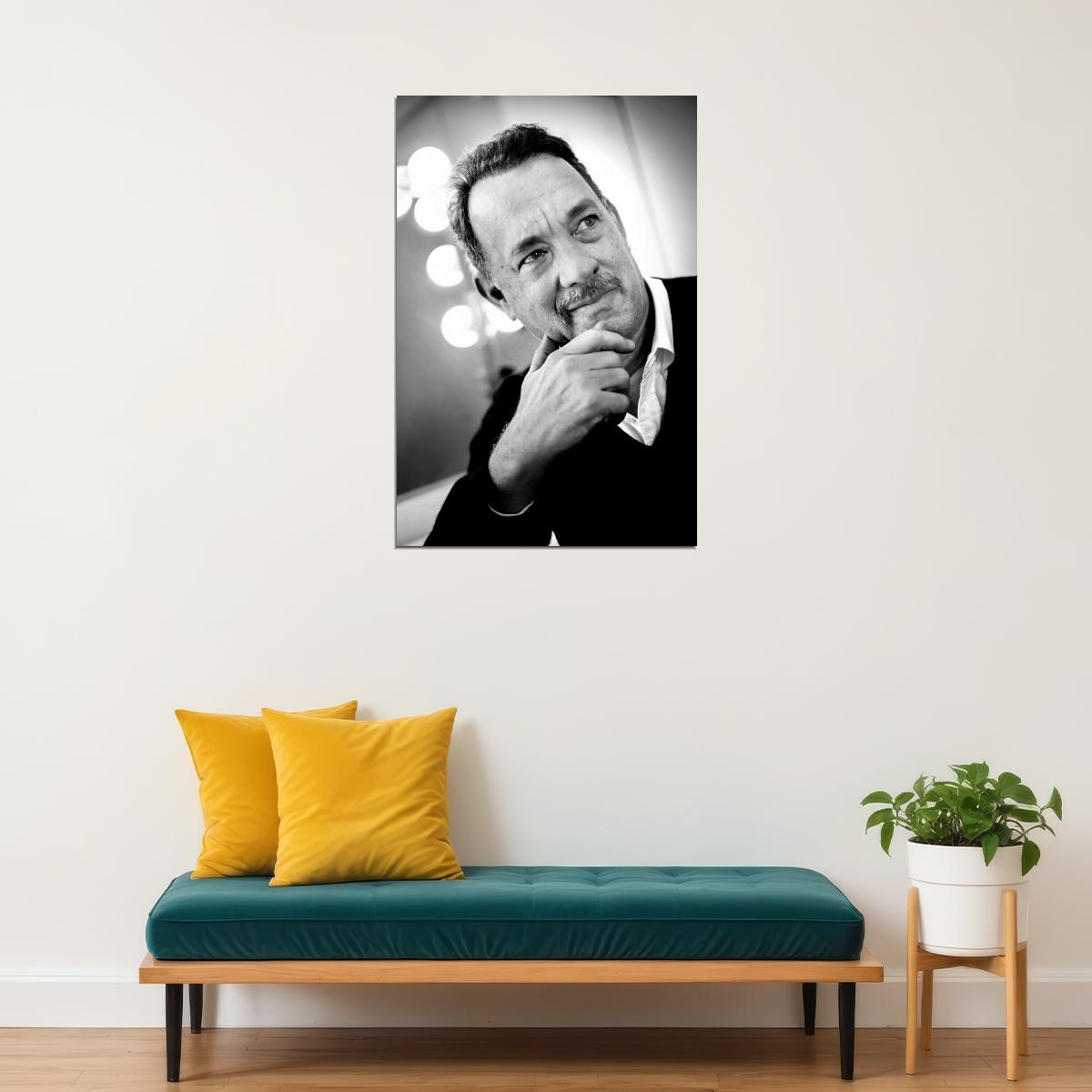 Tom Hanks Black And White Modern Portrait Poster Hollywood Icon Recent Photo Legendary Actor Wall Art Print Old Hollywood Aesthetic Wall Decor