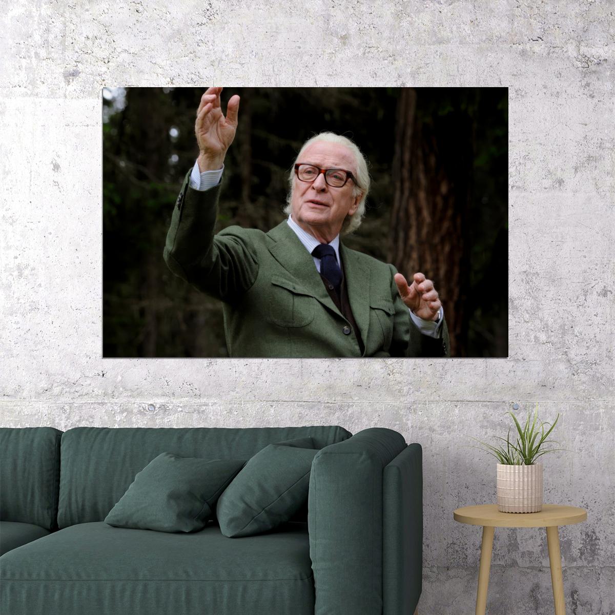 Michael Caine Modern Portrait Poster Legendary Actor Recent Photo Classic Film Star Wall Art Print Old Hollywood Aesthetic Wall Decor