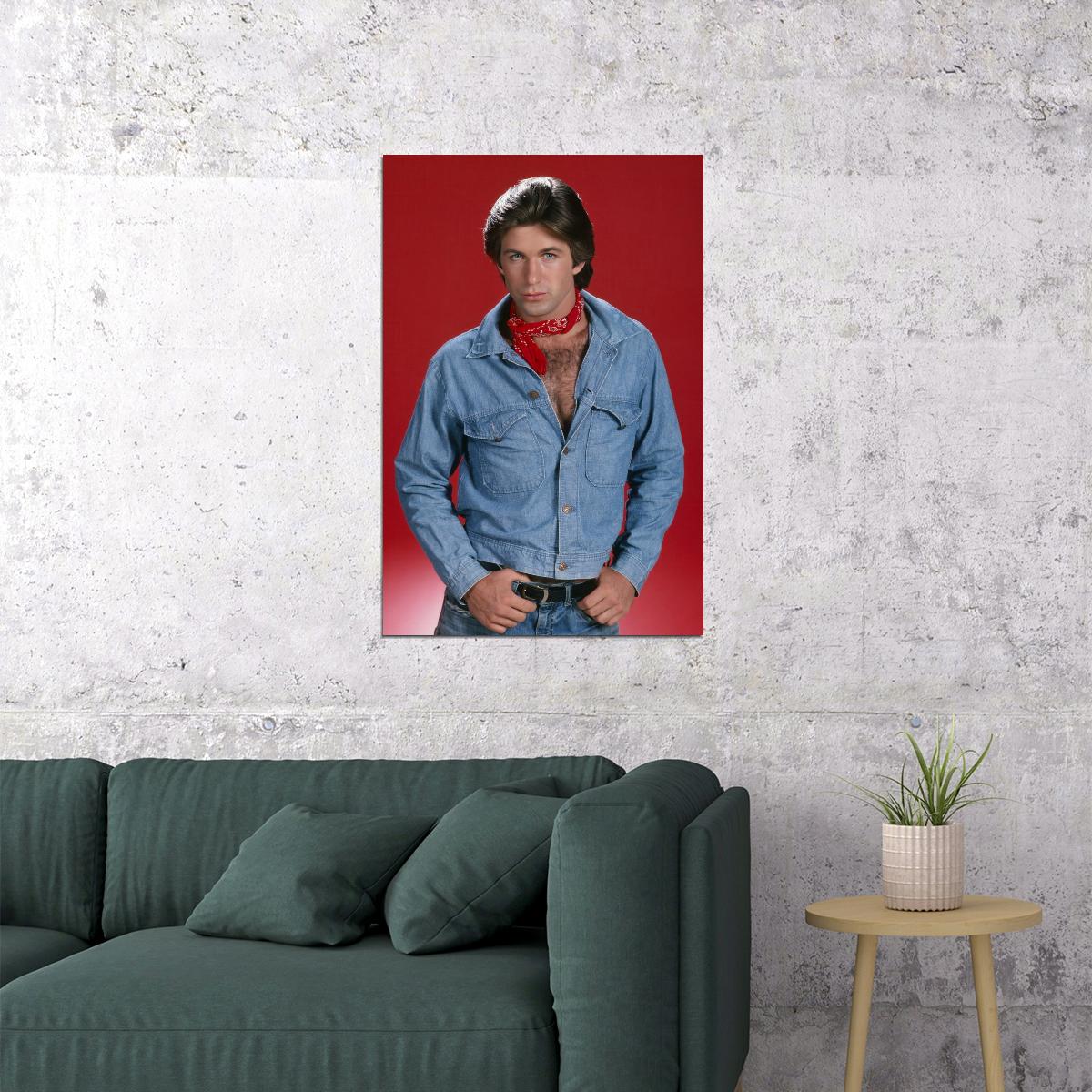 Alec Baldwin Young Portrait Poster 1980s Classic Hollywood Actor Early Career Stylish Wall Art Print Old Hollywood Aesthetic Wall Decor