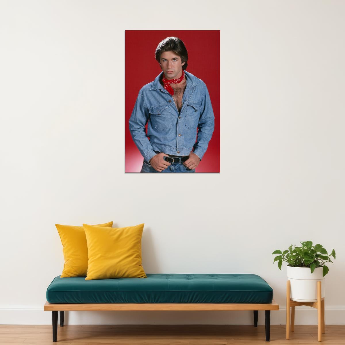 Alec Baldwin Young Portrait Poster 1980s Classic Hollywood Actor Early Career Stylish Wall Art Print Old Hollywood Aesthetic Wall Decor