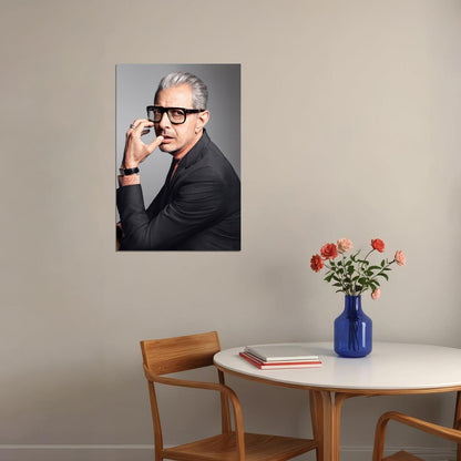 Jeff Goldblum Modern Portrait Poster Stylish Hollywood Actor Recent Glamorous Look Fashion Icon Wall Art Print Old Hollywood Aesthetic Wall Decor