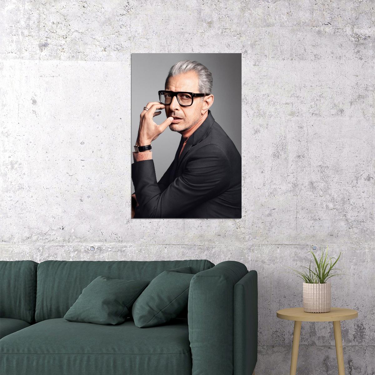 Jeff Goldblum Modern Portrait Poster Stylish Hollywood Actor Recent Glamorous Look Fashion Icon Wall Art Print Old Hollywood Aesthetic Wall Decor