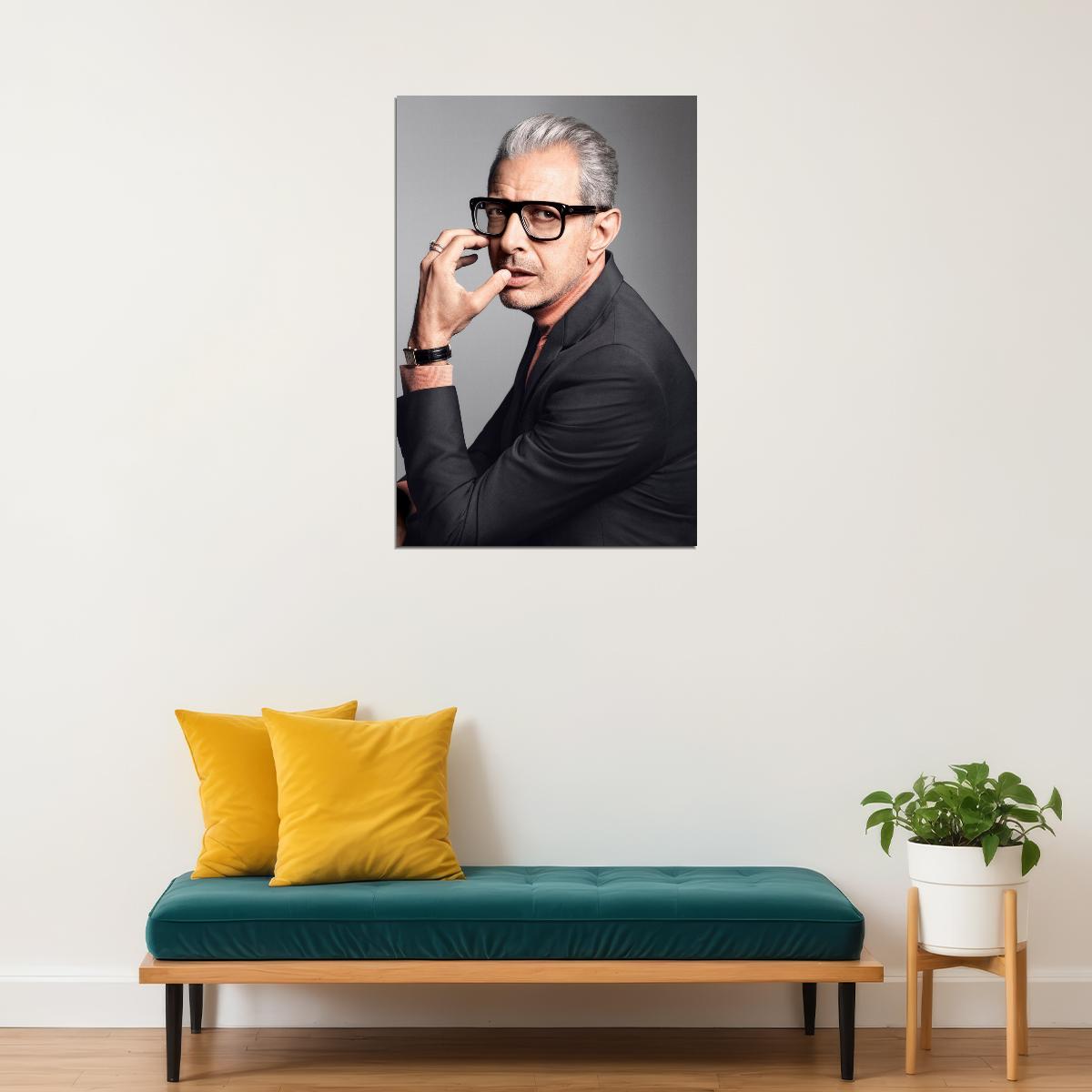 Jeff Goldblum Modern Portrait Poster Stylish Hollywood Actor Recent Glamorous Look Fashion Icon Wall Art Print Old Hollywood Aesthetic Wall Decor