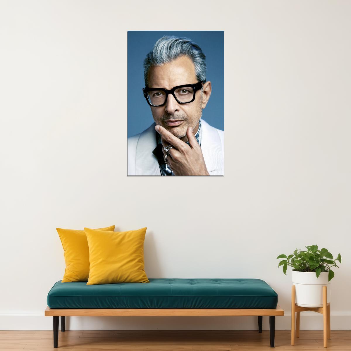 Jeff Goldblum Glamorous Portrait Poster Iconic Actor Elegant Style Classic Hollywood Fashion Look Wall Art Print Old Hollywood Aesthetic Wall Decor