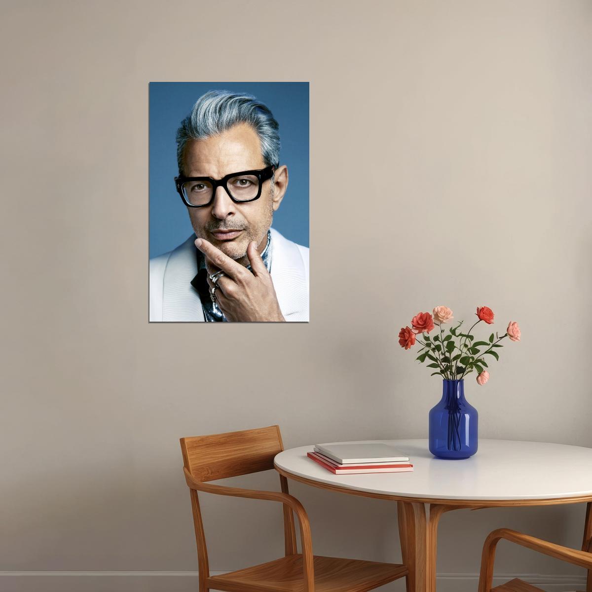 Jeff Goldblum Glamorous Portrait Poster Iconic Actor Elegant Style Classic Hollywood Fashion Look Wall Art Print Old Hollywood Aesthetic Wall Decor