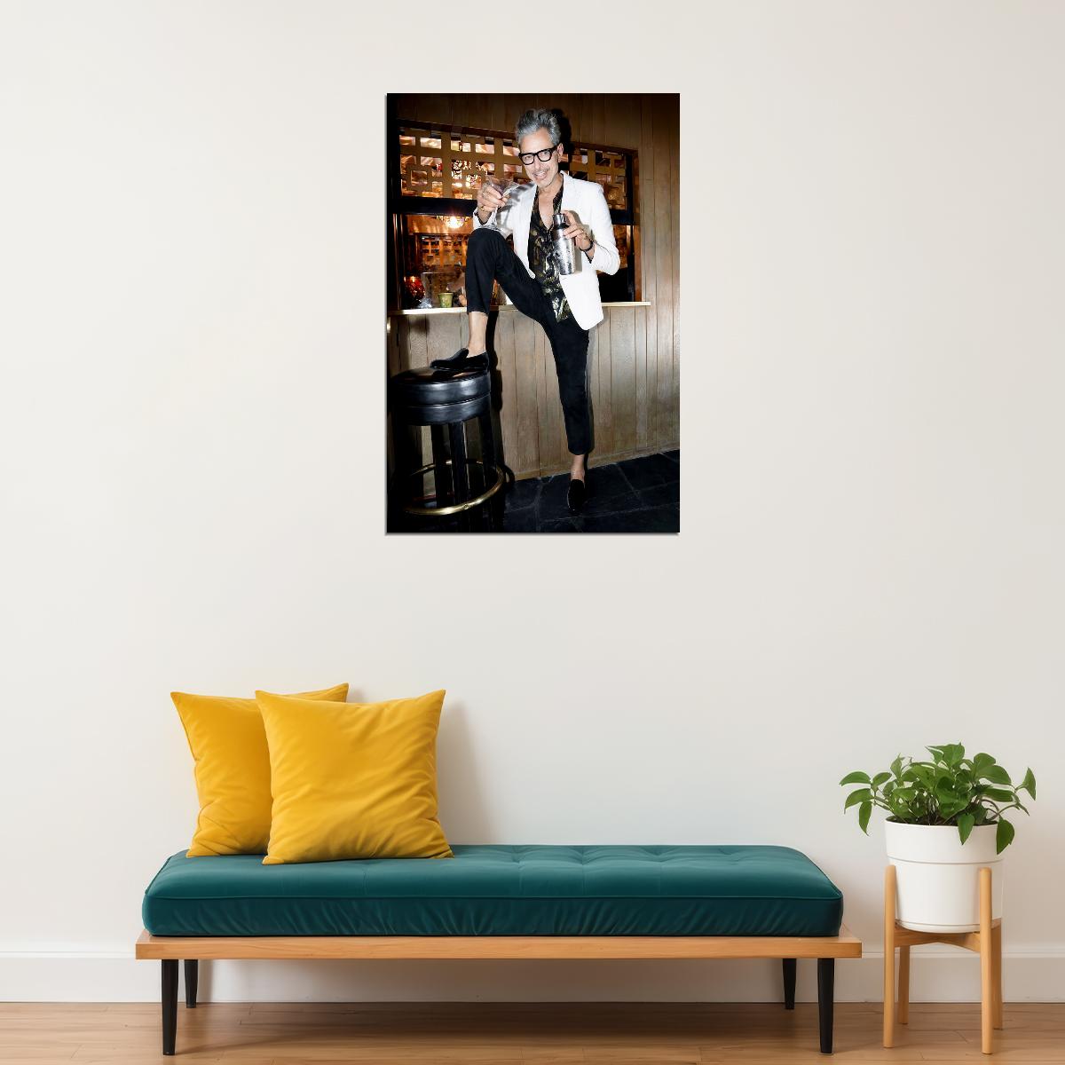 Jeff Goldblum Modern Portrait Poster Stylish Hollywood Actor Recent Photo Glamorous Look Fashion Icon Wall Art Print Old Hollywood Aesthetic Wall Decor