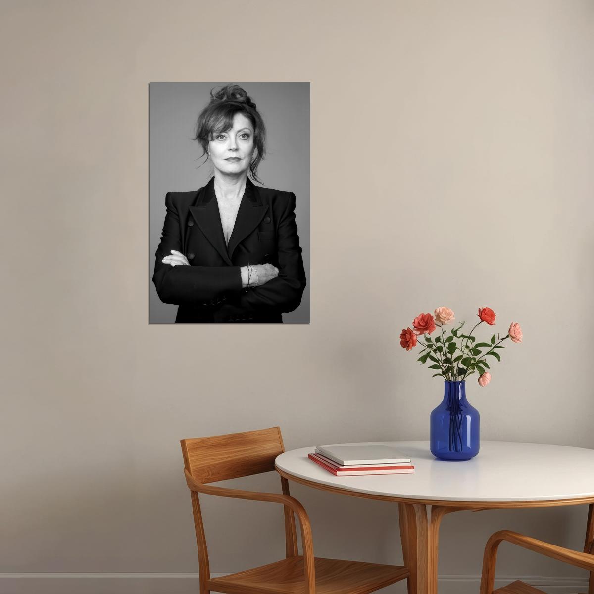 Susan Sarandon Modern Portrait Poster Recent Photo Hollywood Legend Black And White Classic Style Wall Art Print Old Hollywood Aesthetic Wall Decor