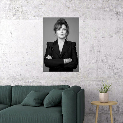 Susan Sarandon Modern Portrait Poster Recent Photo Hollywood Legend Black And White Classic Style Wall Art Print Old Hollywood Aesthetic Wall Decor