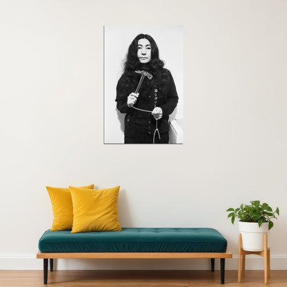 Yoko Ono Black And White Portrait Poster Iconic Artist 1970s Cultural Icon Avant-Garde Music Legend Wall Art Print Old Hollywood Aesthetic Wall Decor