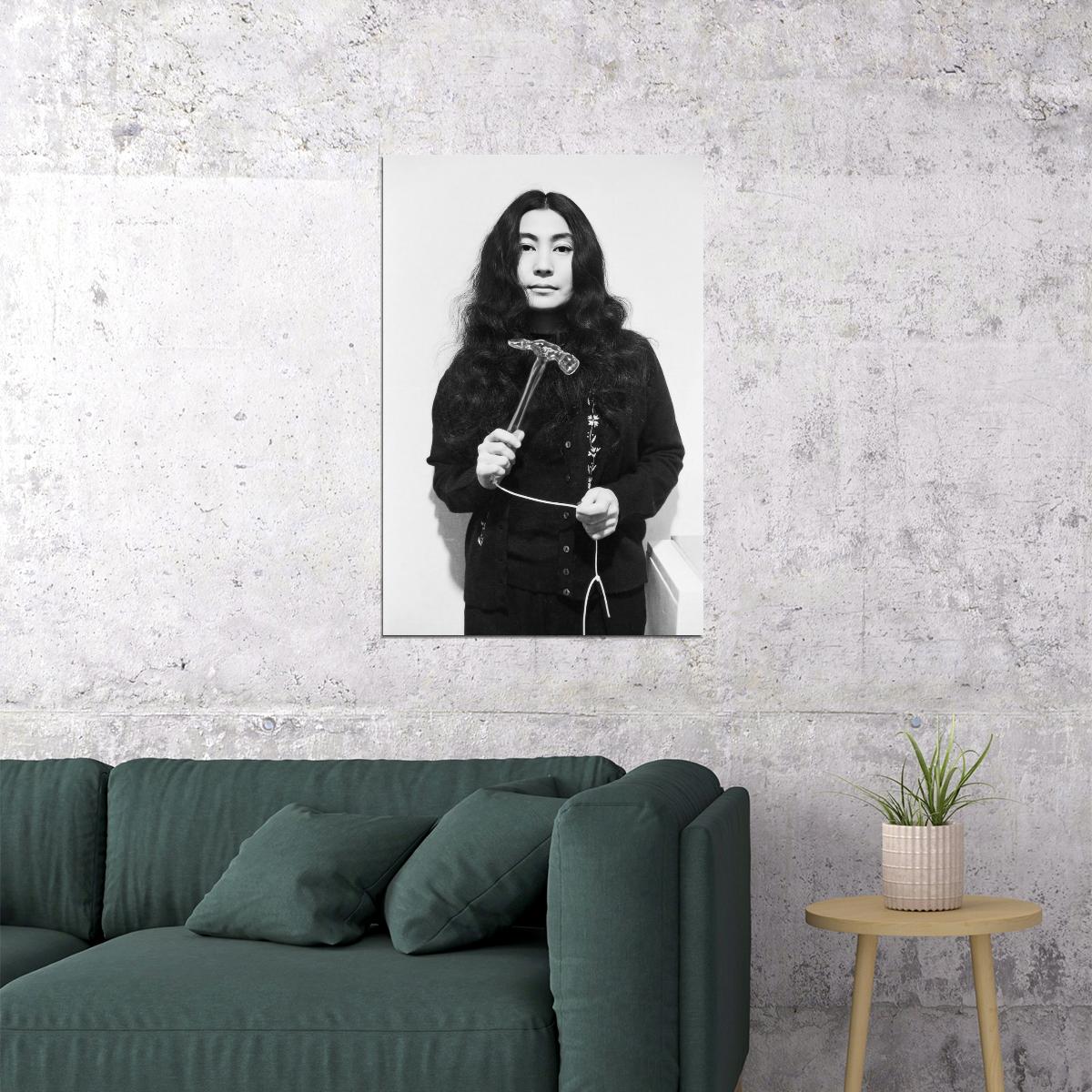 Yoko Ono Black And White Portrait Poster Iconic Artist 1970s Cultural Icon Avant-Garde Music Legend Wall Art Print Old Hollywood Aesthetic Wall Decor