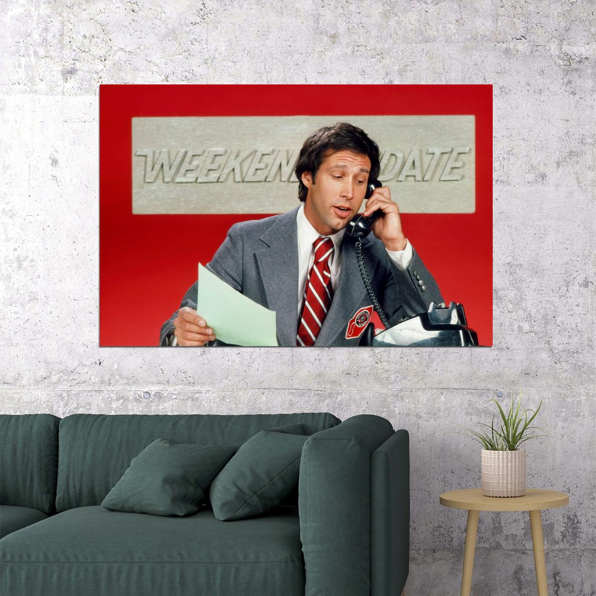 Chevy Chase Weekend Update Poster Saturday Night Live Classic Sketch Comedy 1970s Hollywood Icon Wall Art Print Old Hollywood Aesthetic Wall Decor