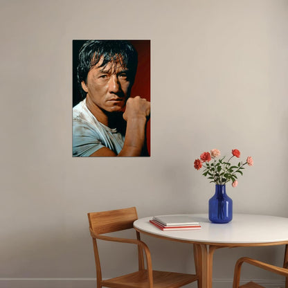 Jackie Chan Modern Portrait Poster Iconic Action Film Star Legendary Martial Artist Hollywood Actor Wall Art Print Old Hollywood Aesthetic Wall Decor - xonomax