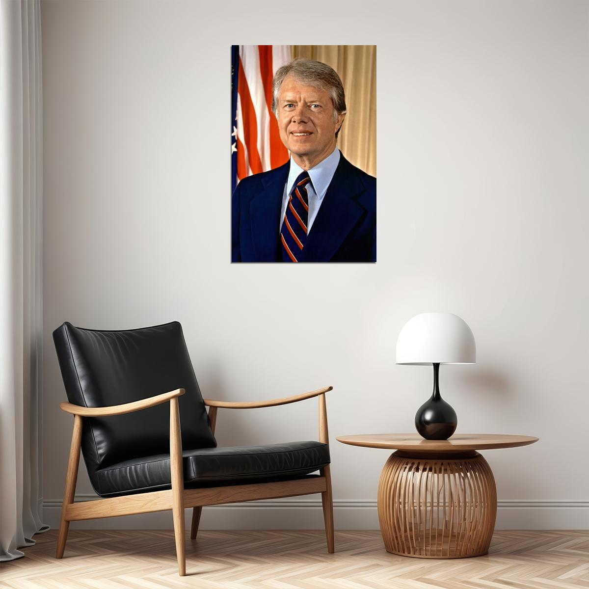 Jimmy Carter Presidential Portrait Poster 39th President of the United States Classic 1970s Leadership Wall Art Print Old Hollywood Aesthetic Wall Decor