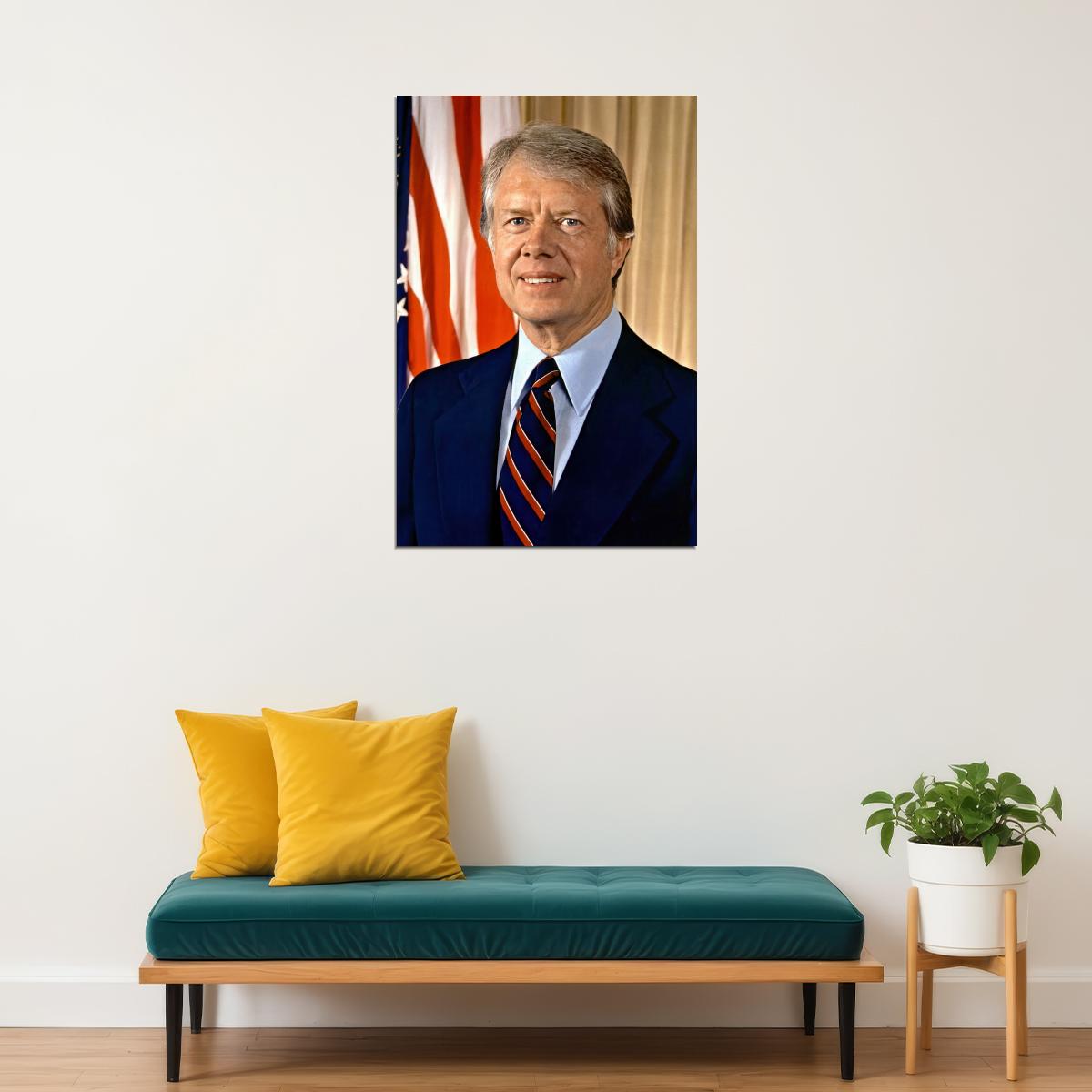 Jimmy Carter Presidential Portrait Poster 39th President of the United States Classic 1970s Leadership Wall Art Print Old Hollywood Aesthetic Wall Decor