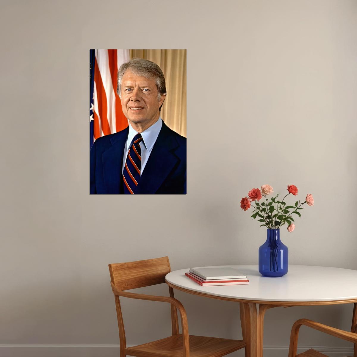 Jimmy Carter Presidential Portrait Poster 39th President of the United States Classic 1970s Leadership Wall Art Print Old Hollywood Aesthetic Wall Decor