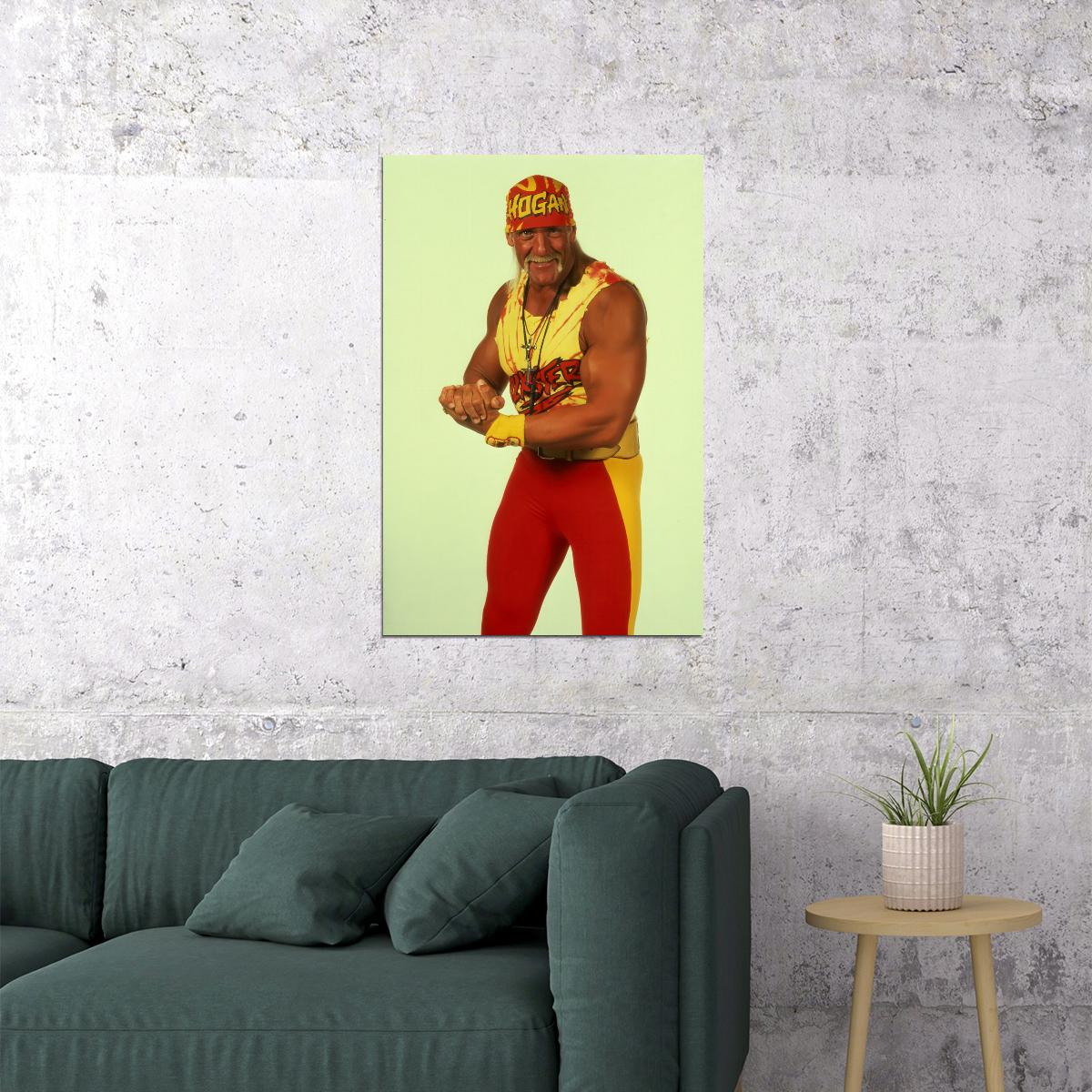 Hulk Hogan 1980s Wrestling Portrait Poster Iconic Wrestler Classic Bodybuilder Champion Wall Art Print Old Hollywood Aesthetic Wall Decor