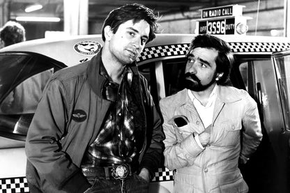 Martin Scorsese And Robert De Niro Taxi Driver Set Poster 1976 Iconic Film Behind The Scenes Classic Hollywood Wall Art Print Old Hollywood Aesthetic Wall Decor