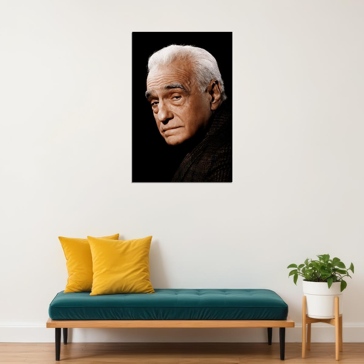 Martin Scorsese Black And White Portrait Poster Iconic Hollywood Director Classic Cinematic Vision Wall Art Print Old Hollywood Aesthetic Wall Decor