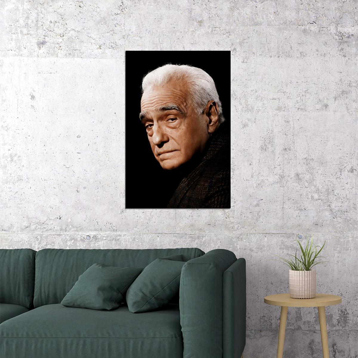 Martin Scorsese Black And White Portrait Poster Iconic Hollywood Director Classic Cinematic Vision Wall Art Print Old Hollywood Aesthetic Wall Decor