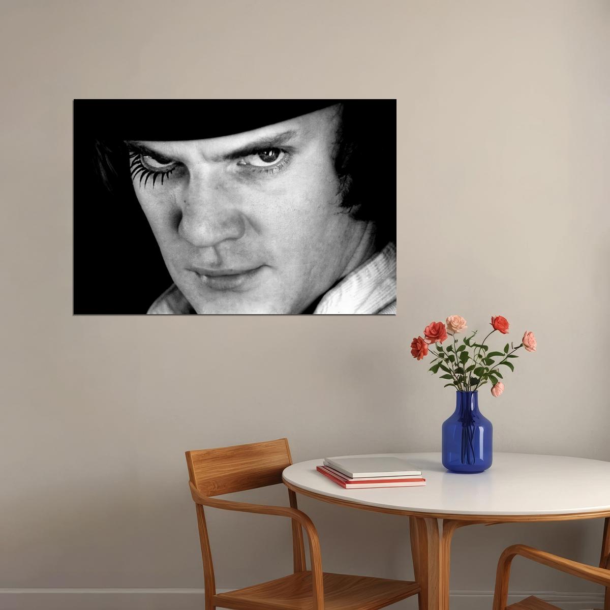 Malcolm McDowell A Clockwork Orange Movie Poster 1971 Iconic Sci-Fi Dystopian Film Classic Hollywood Star Wall Art Print Old Hollywood Aesthetic Wall Decor