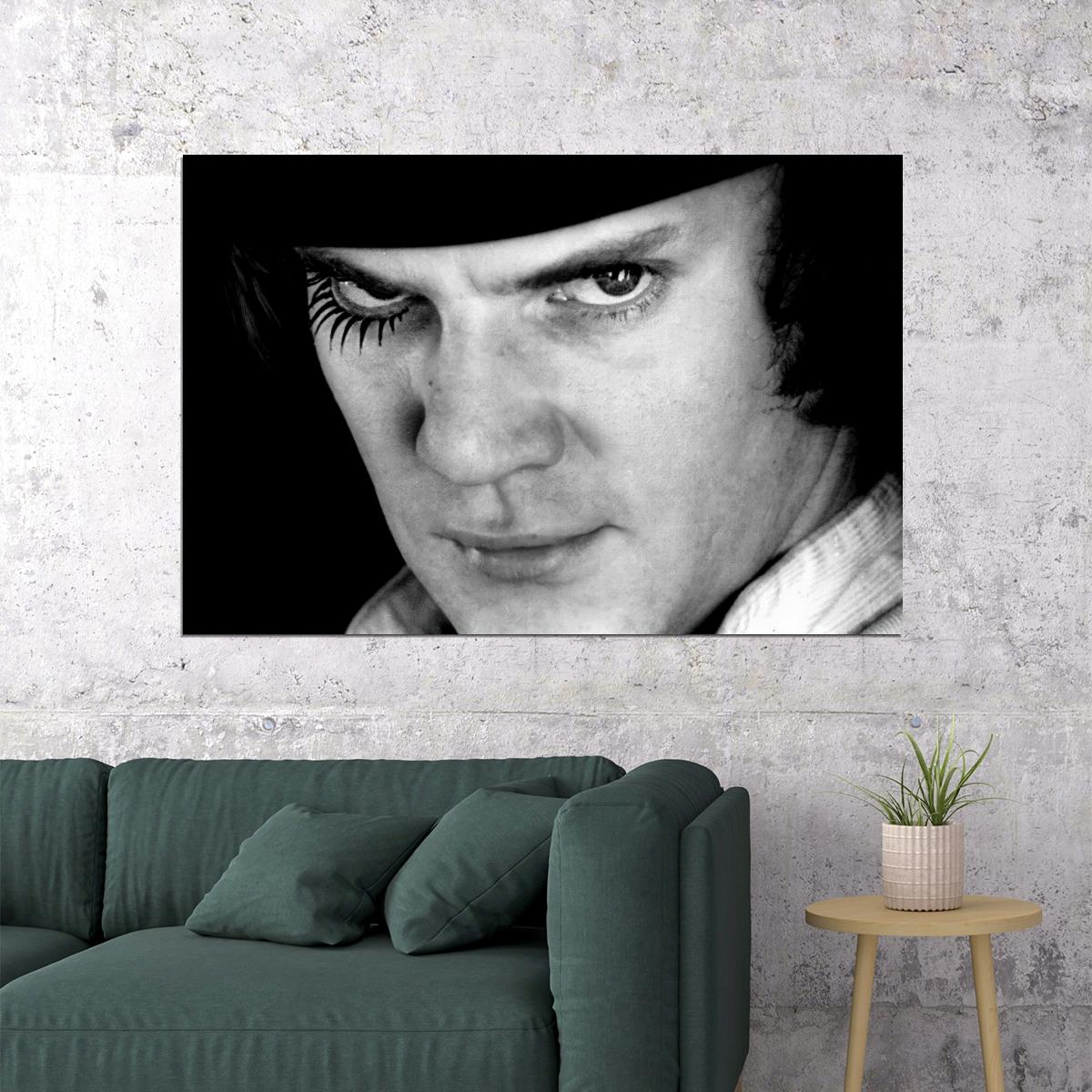 Malcolm McDowell A Clockwork Orange Movie Poster 1971 Iconic Sci-Fi Dystopian Film Classic Hollywood Star Wall Art Print Old Hollywood Aesthetic Wall Decor