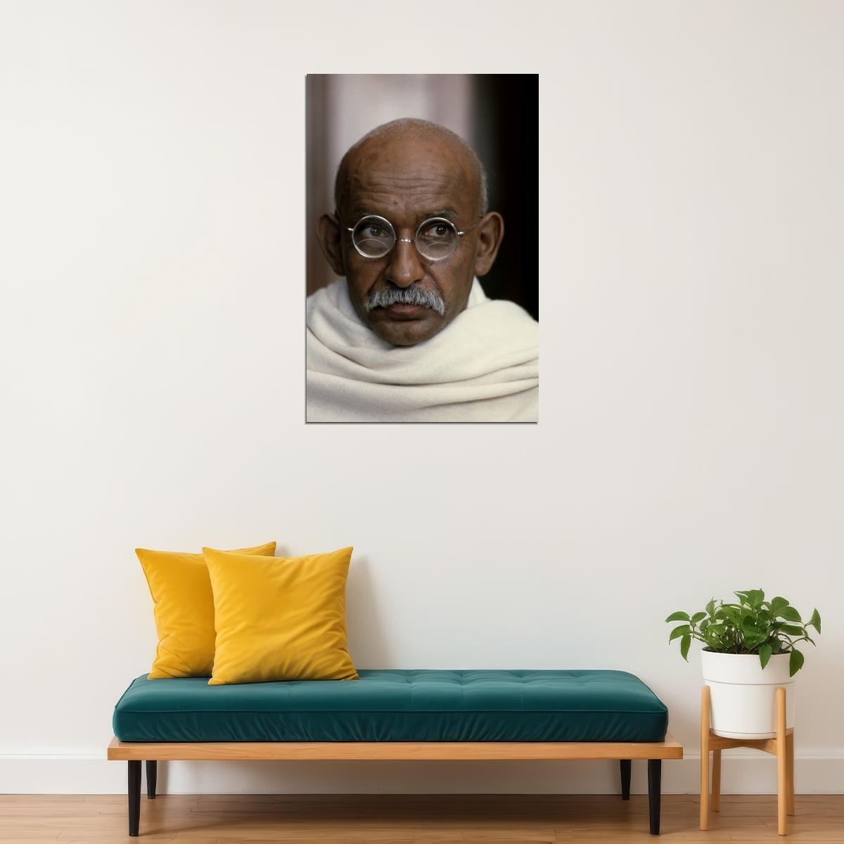 Ben Kingsley Gandhi Movie Poster 1982 Iconic Biographical Film Classic Historical Character Wall Art Print Old Hollywood Aesthetic Wall Decor