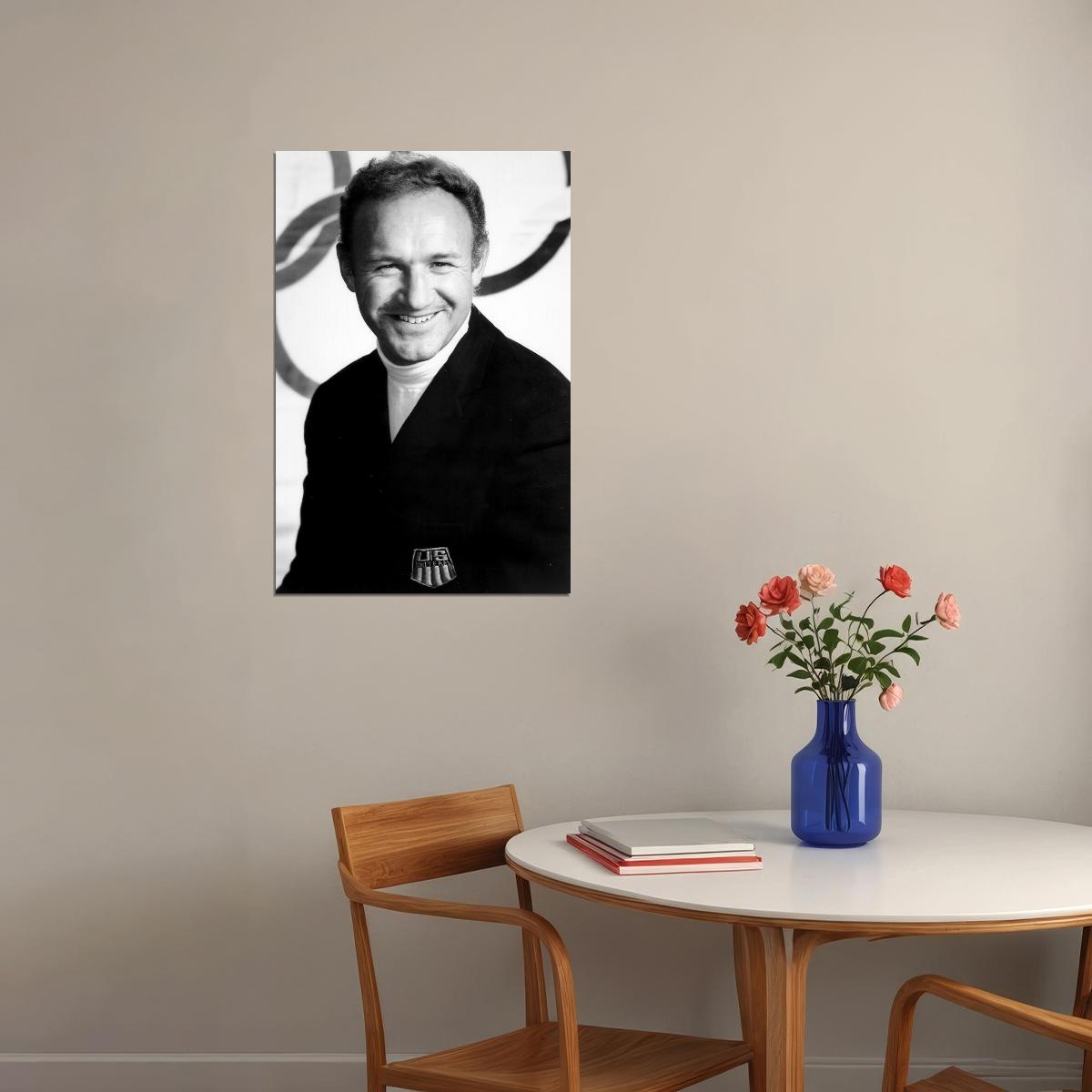 Gene Hackman Young Portrait Poster 1960s Early Career Classic Hollywood Actor Black And White Wall Art Print Old Hollywood Aesthetic Wall Decor - xonomax