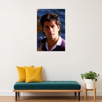 John Travolta 1980s Portrait Poster Classic Hollywood Actor Iconic Look Early Career Wall Art Print Old Hollywood Aesthetic Wall Decor - xonomax